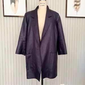 Linda Allard Ellen Tracey Linen Handmade NWT Blazer Style Jacket Plus Size Blue